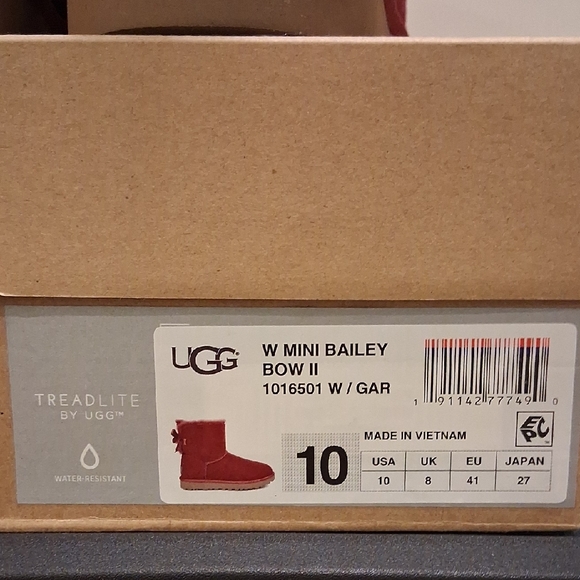 UGG Red Mini Bailey Bow Boots - Picture 3 of 14